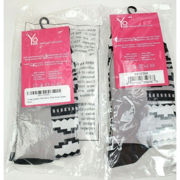 2 Pack Yo Sox Graphic Print Womens Crew Socks Geometric Design Size 6-10 - Picture 2 of 3